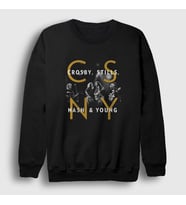 Presmono Unisex Siyah Crosby Stills Nash And Young Sweatshirt 463931tt