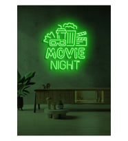 MOVIE NIGHT Yazılı ve Şekilli Neon Tabela