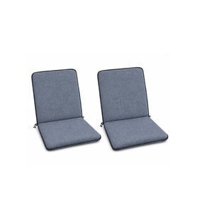 2 Adet Rattan Arkalıklı Sandalye Minderi 4cm Koyu Gri