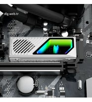 DLG ARGB Senkron Işıklı M.2 NVMe SSD Soğutucu - Beyaz Renk Özel Seri