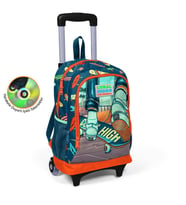 Coral High Kids Civit Neon Turuncu Kaykay Desenli Üç Bölmeli Işıklı Tekerlekli Çekçekli Okul Sırt Çantası 23923