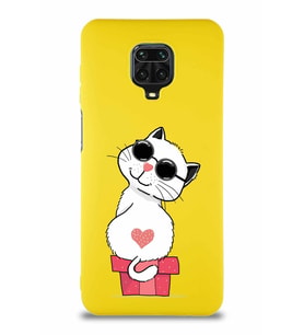 Xiaomi Redmi Note 9S Soft Premier Kapak Coolcat Tasarımlı Silikon Kılıf - Sarı (Şeffaf)
