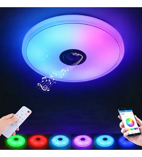 Akıllı RGB LED Tavan Lambası  Bluetooth Hoparlörlü, Müzikli, Uygulama Kontrollü 60W (Doğal Beyaz)