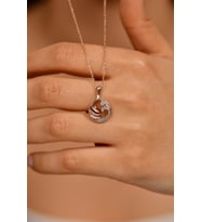 Zirkon Taşlı Rose Yunus Balığı Gümüş Kolye