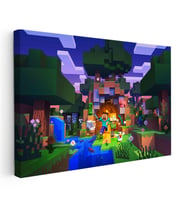 Kanvas Tablo Gece Kampı Minecraft Tablosu Ev Ofis Salon Duvar Dekoru