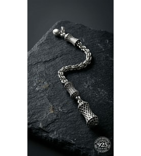Koleksiyonluk 925 Ayar Gümüş Otantik İşleme Arnavut Zincir Tesbih Püskül Ucu