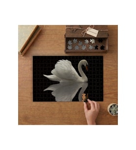 Beyaz Kuğu - Kuğu Yansıması Tasarımı 240 parça Ahşap Puzzle Ahşap Kutuda MP02958