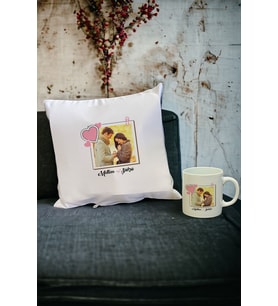 Fotoğraflı Kupa Bardak ve Yastık Set (Beyaz)