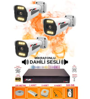 FURY 3 LÜ Sesli 6 Warm Led Gece Renkli Görüş Su Geçirmez Güvenlik Kamerası Seti 320GB