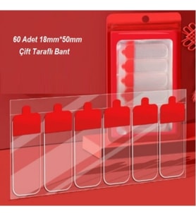 60 Parça Kolay Açılır Güçlü Çift Taraflı Bant 18mmx50mm