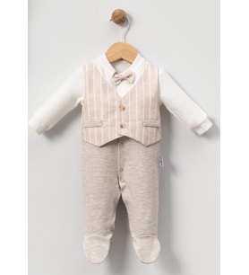 İNCE ÇİZGİLİ YELEKLİ Bebe Erkek TULUM