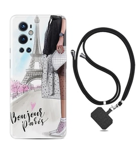 Tecno Spark 9 Pro Kılıf Resimli Boyun Askılı İpli Desenli Silikon Bonjour Paris 1419