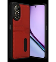 Realme 12 Lite Kılıf Sara Kartvizitli Deri Kılıf - Kırmızı