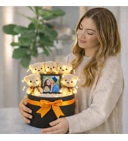 Sevgi dolu hediye paketi ışıklı pelüş