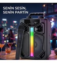 Taşınabilir Bluetooth Vokal Hoparlörü, LED Işıklı Eğlence ve Karaoke Makinesi, USB Girişli