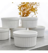 Hometarz Seramik Sufle Fırın Kabı 6 lı Isıya Dayanıklı Kek Kalıbı (Beyaz)
