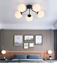 5 Camlı Modern Mutfak Yatak Odası Salon Avize (Siyah)