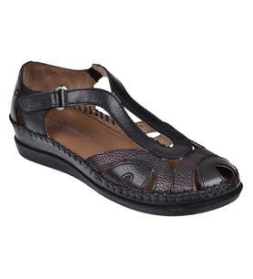 Forelli Hakiki Deri Comfort Kadın Sandalet FOR-22521 SİYAH BASKI