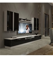 Decoraktiv Trendstyle 8D Slm Tv Ünitesi Tv Sehpası - Beyaz Siyah (Siyah - Beyaz)
