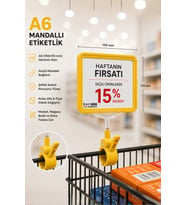 A6 Fiyatlık Mandallı Etiketlik Sepet Raf Askılık Fiyat Etiketi Çerçeveli Market Mağaza Sarı