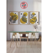 Dekoratif 3’lü Ahşap Tablo Seti  UV Baskı Çerçeveli Duvar Tablosu V24