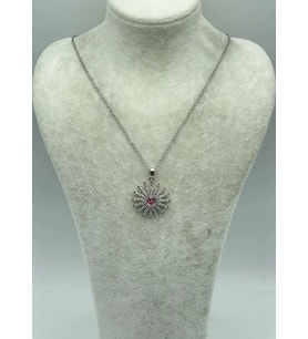 Çelik Silver Pembe Taşlı Kolye - 25-ctr184