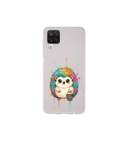 Samsung Galaxy A12 ile Uyumlu Splash Kirpi Tasarımlı Şeffaf Silikon Kılıf