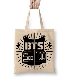 Bts Kore Müzik Bez Çanta Uzun Saplı