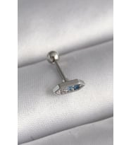 316L Çelik Gümüş Renk Mavi Zirkon Taşlı Tragus Piercing 5886