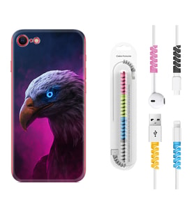 Apple iPhone 5 6 7 8 Plus Se XR Kılıf Kablo Koruma Spiral Silikon Kartal 1622