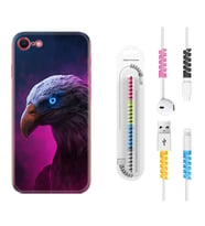 Apple iPhone 5 6 7 8 Plus Se XR Kılıf Kablo Koruma Spiral Silikon Kartal 1622
