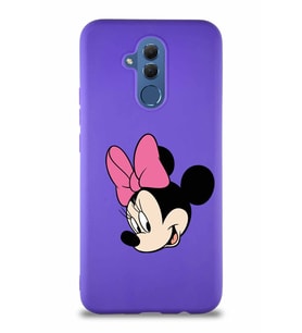Huawei Mate 20 Lite Soft Premier Kapak Minnie Mouse-B Tasarımlı Silikon Kılıf - Mor (Şeffaf)