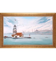 Çerçeveli Paspartulu Manzara Tablo bm1018 (Gold)