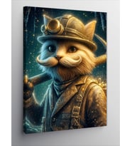 Kanvas Tablo Bıyıklı Madenci Kedi