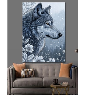 Noktalı Sanat Tarzı Kurt Portresi Dekoratif Kanvas - Mdf Ahşap Tablo