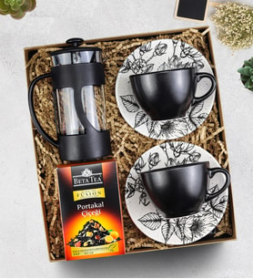 2'li Fincan & French Press & Beta Tea Çay Hediye Seti