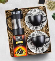 2'li Fincan & French Press & Beta Tea Çay Hediye Seti
