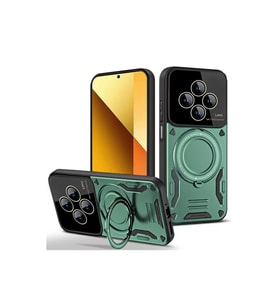 Xiaomi Redmi 14c Kılıf Joy Lens Standlı Kapak - Koyu Yeşil