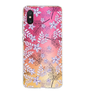 Xiaomi Mi 8 Pro Uyumlu Kapak Floral Lila Tasarımlı Şeffaf Silikon Kılıf