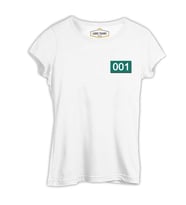 Squid Game - 001 Göğüs Logo Beyaz Kadın Tshirt