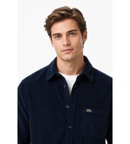 Lacoste Men's Regular Fit Button-Down Cotton Shirt Erkek Düğmeli Yaka Pamuklu Kadife Gömlek Lacivert