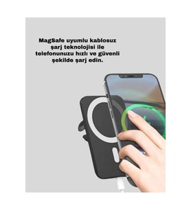 MagSafe Araç Telefon Tutucu 15W Hızlı Şarj Type-C Girişli