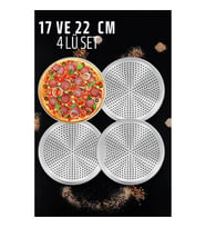 Delikli Pizza Lahmacun Tepsisi Çelik 17 ve 22 CM 4 lü SET 721570