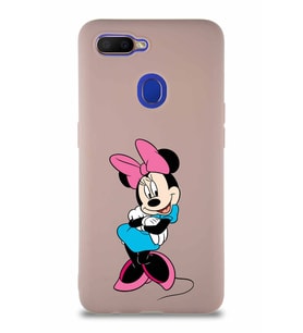Oppo A12 Soft Premier Kapak Minnie Mouse-D Tasarımlı Silikon Kılıf - Pudra (Şeffaf)
