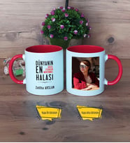 Halaya Hediye Kupa Bardak Kırmızı Fotoğraflı Halaya Doğum Günü Hediyesi
