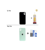 iPhone 12 Yeşil Arka Kapak Arka Cam Batarya Kapağı Lazer Kesim Kapak Pil Kapağı + B-7000 Yapıştırıcı + Tamir Seti