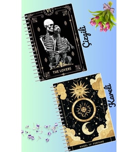 Tarot defter seti 2 adet A4 boyutu 21*30 çizgili + kareli 60 syf