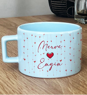 Sevgiliye Hediye Hediye Pastel Fincan Sevgililer Günü Hediyesi (Mavi)