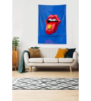 Mavi Ağızdaki Placebo Lego Leke Tutmaz Kadife Kumaş Duvar Örtüsü Duvar Halısı Tapestry (Kırmızı-Mavi)
