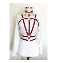 Boyundan Bağlamalı Çift Sıralı Üçgen Deri Harness (Siyah)